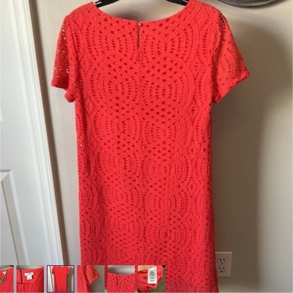 Vibrant Orange Sheath Mini Dress with Crew Neck for Weddings - Picture 5 of 5